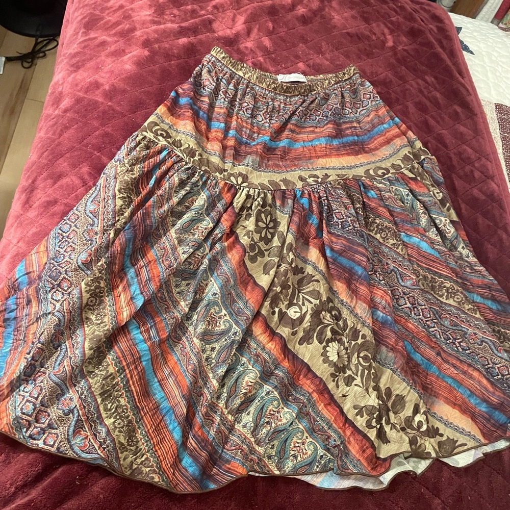 Multicolor Bohemian Midi Skirt
